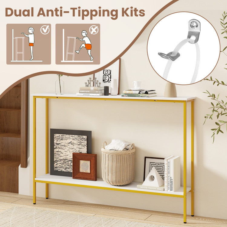 44 Inch Console Table with Shelf with Dual Anti-Tipping Kits
