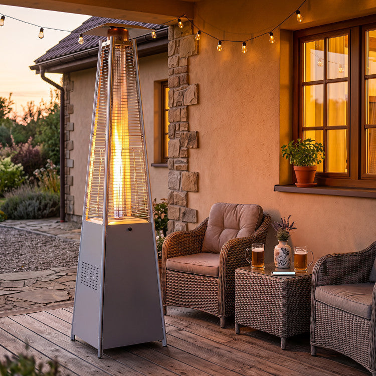 45000 BTU Pyramid Patio Heater with Zippered Cover Triple Safety Protection and wheels