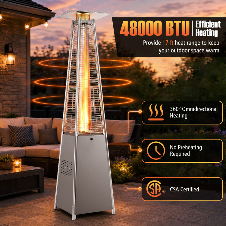 45000 BTU Pyramid Patio Heater with Zippered Cover Triple Safety Protection and wheels