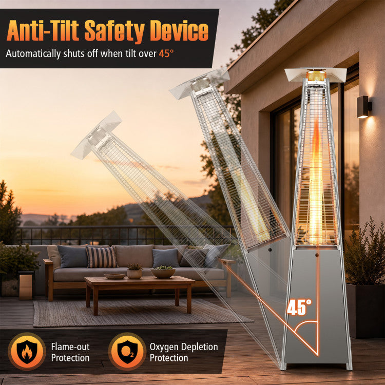 45000 BTU Pyramid Patio Heater with Zippered Cover Triple Safety Protection and wheels