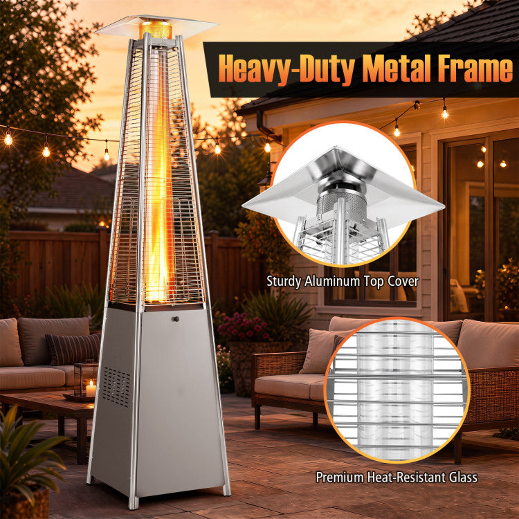 45000 BTU Pyramid Patio Heater with Zippered Cover Triple Safety Protection and wheels