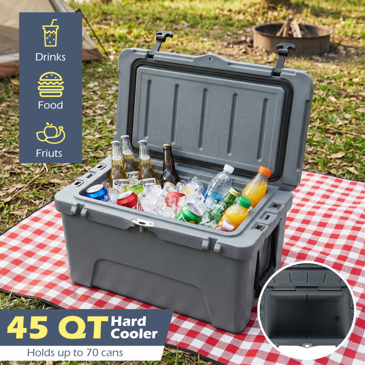 45 Quart Portable Hard Cooler Insulated Ice Chest Keeps Cool for up to 6 Days