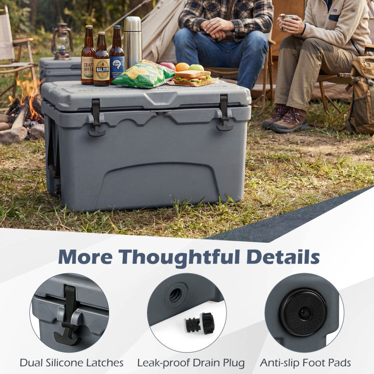 45 Quart Portable Hard Cooler Insulated Ice Chest Keeps Cool for up to 6 Days