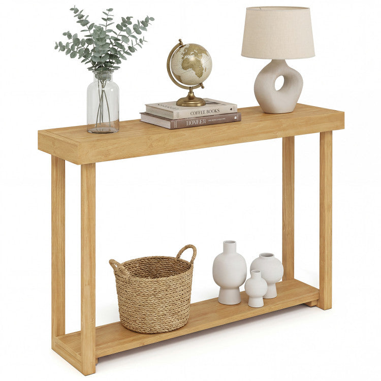 46 Inch Solid Wood Console Table 2-Tier Narrow Farmhouse Sofa Table