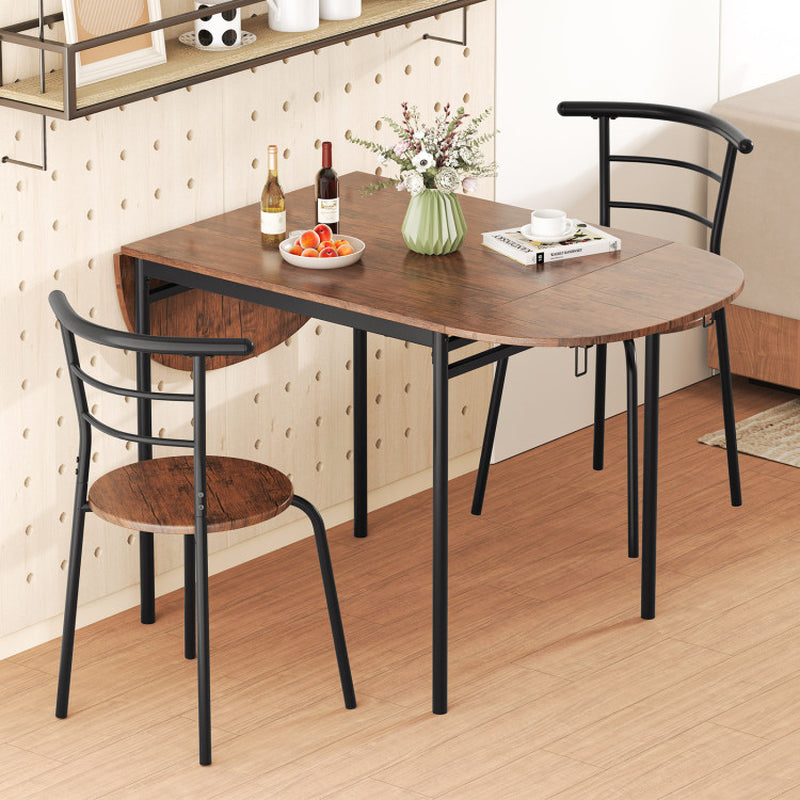 3 Pieces Dining Set with 2 Chairs and Modern Kitchen Table for Small Space