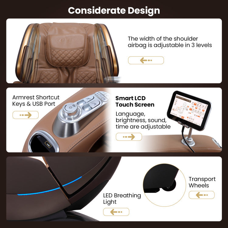 Enjoyment 30-SL Track 4D Full Body Massage Chair Zero Gravity Electric Shiatsu Massage Recliner with Airbags
