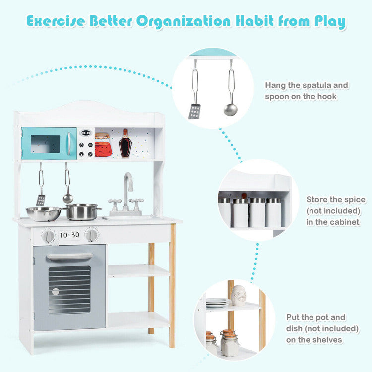 Kids Kitchen Cookware Pretend Cooking Food Play Set
