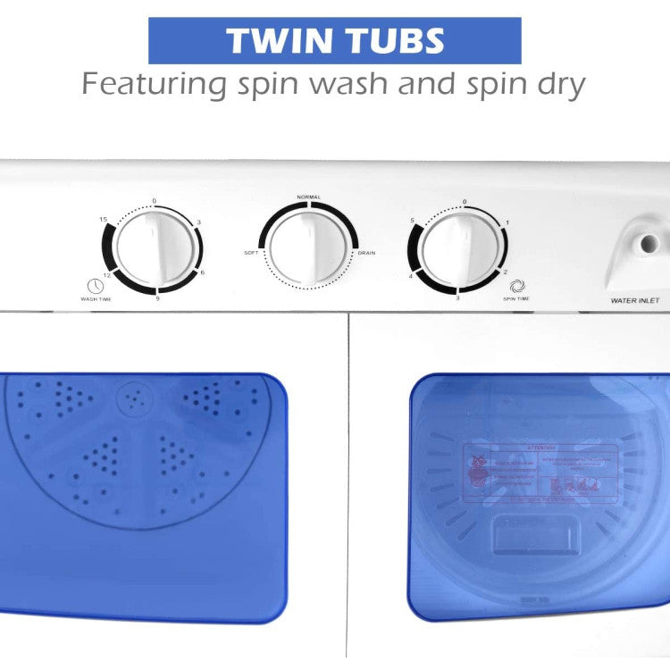 20 lbs Compact Twin Tub Washing Machine for Home Use