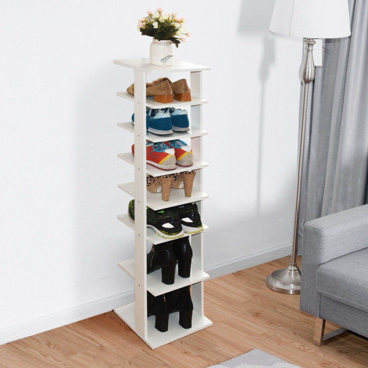 7-Tiers Vertical Wooden Space Saving Shoe Rack for Front Door