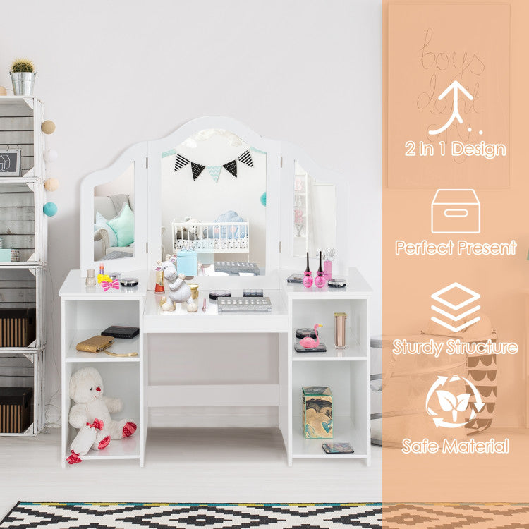 2-in-1 Detachable Design Kids Vanity Dressing Table