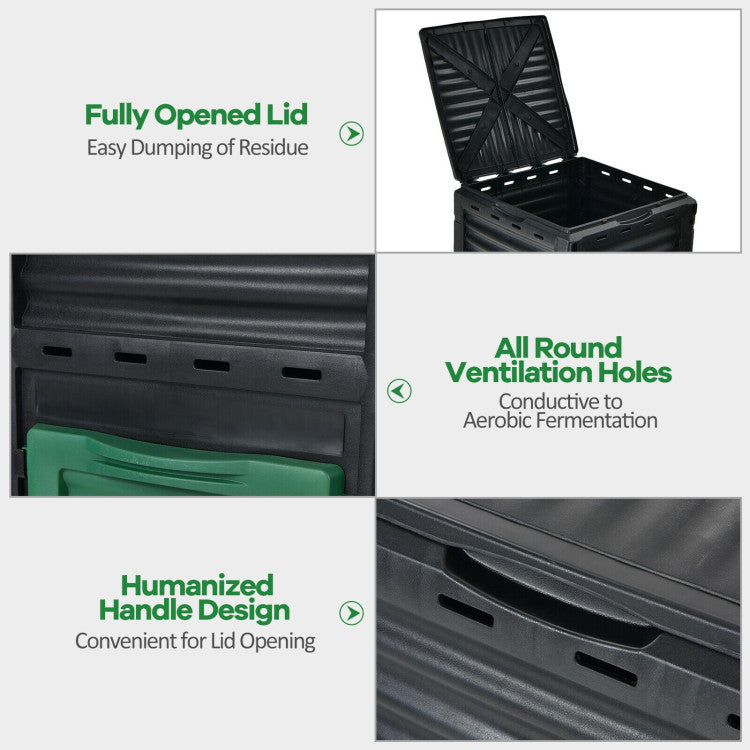 80-Gallon Outdoor Composter with Large Openable Lid and Bottom Exit Door