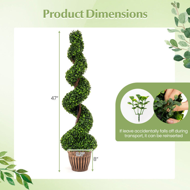 4 Feet Artificial Boxwood Spiral Green Leaves Tree