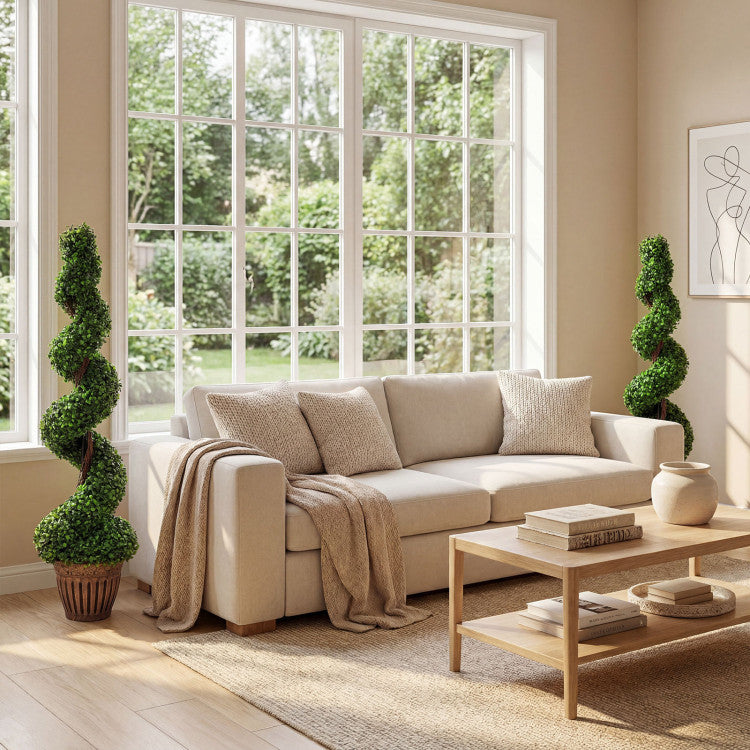 4 Feet Artificial Boxwood Spiral Green Leaves Tree