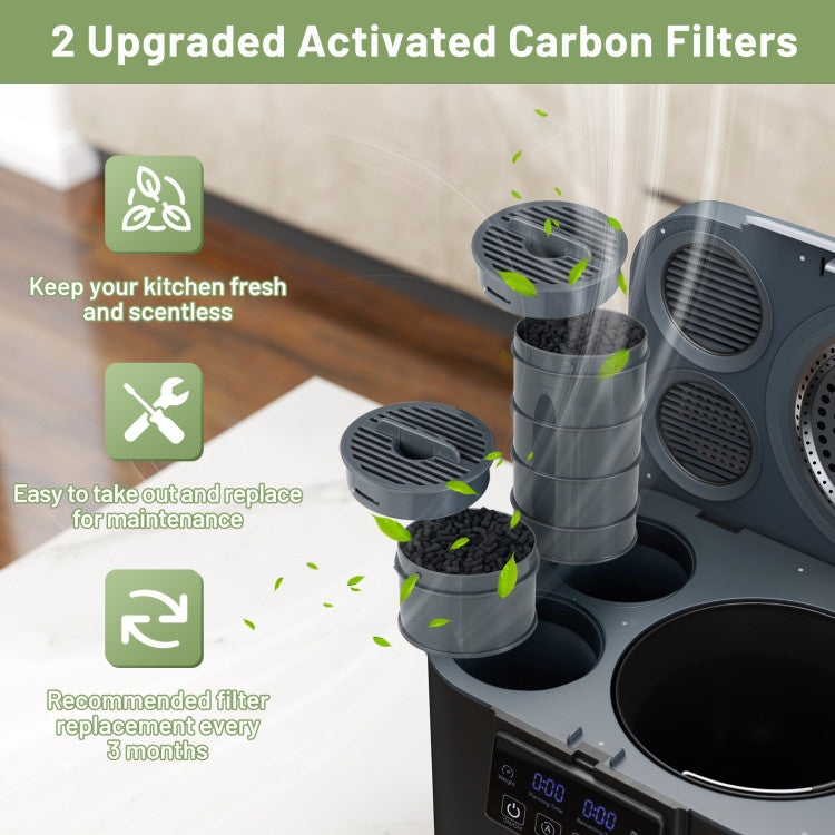 4 L Electric Composter with Lid and LED Display for Kitchen