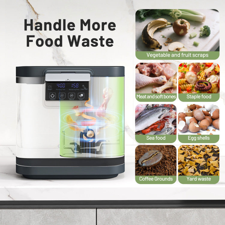 4 L Electric Composter with Lid and LED Display for Kitchen