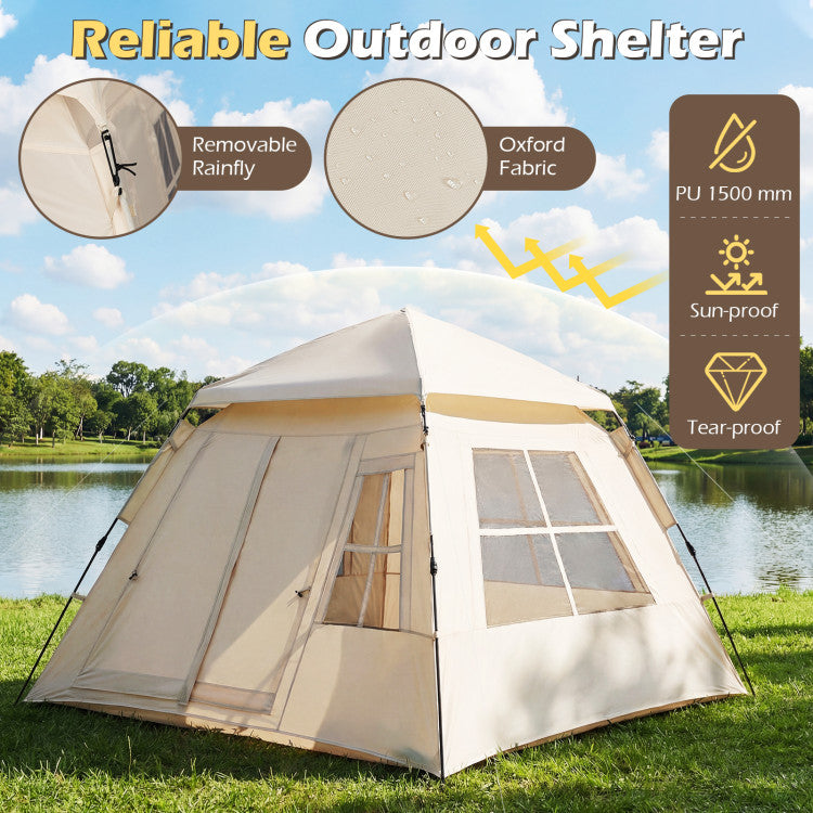 4 Person Camping Tent Portable Automatic Easy Setup with Rainfly and 2 Doors