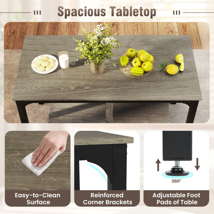 4 Pieces Space-Saving Dining Table Set with Bench and 2 Stools