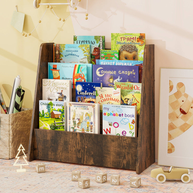 4-Tier Kids Bookshelf with Deep Compartments for Bedroom