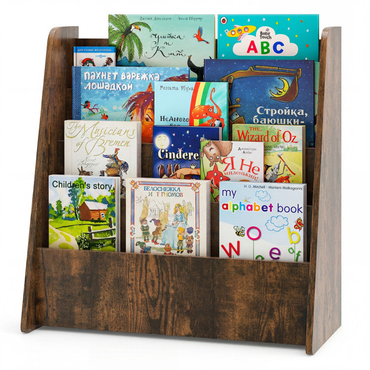4-Tier Kids Bookshelf with Deep Compartments for Bedroom
