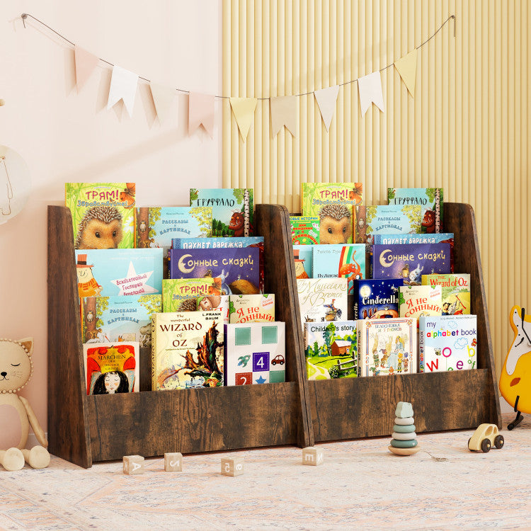 4-Tier Kids Bookshelf with Deep Compartments for Bedroom