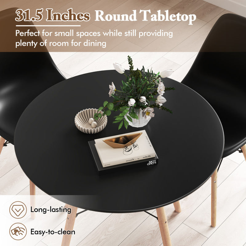 5 Pieces Dining Table Set with Solid Wood Leg
