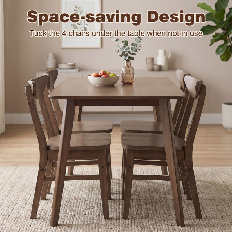5-Piece Solid Wood Dining Table Set for Small Space
