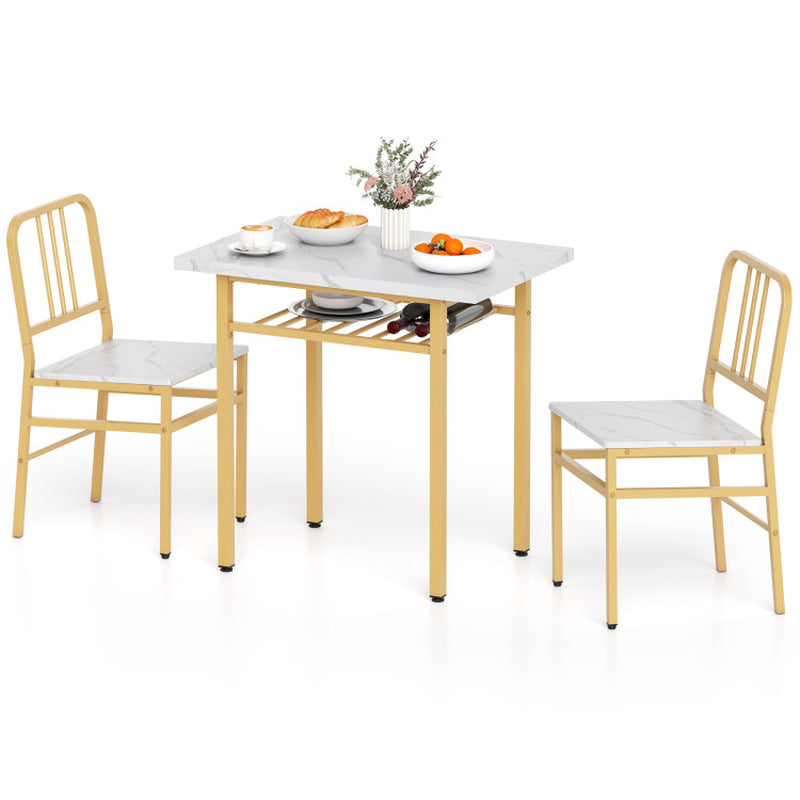 3-Piece Dining Table Set with Rectangular Kitchen Table and 2 Chairs