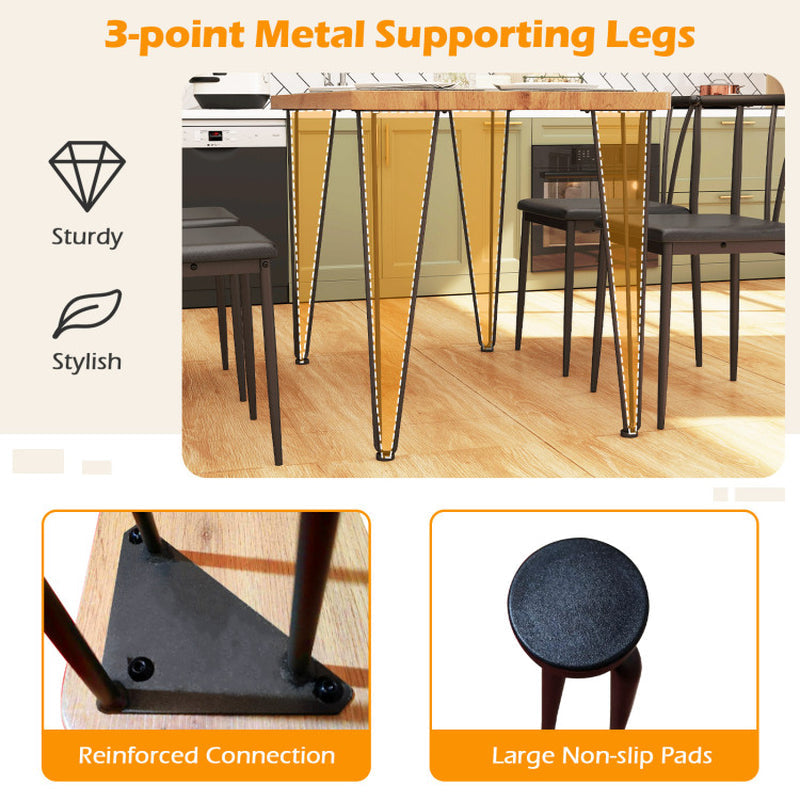 5-Piece Space-Saving Dining Table Set Industrial Rectangular Kitchen Table and 4 Armless Chairs