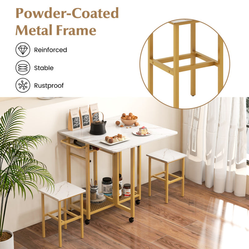 3 Pieces Dining Table Set with 6-Bottle Wine Rack