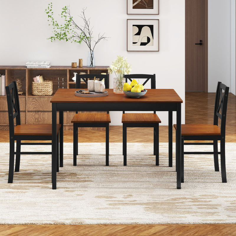 5 Piece Dining Table Set with Rectangular Kitchen Table and 4 Chairs for 4 People