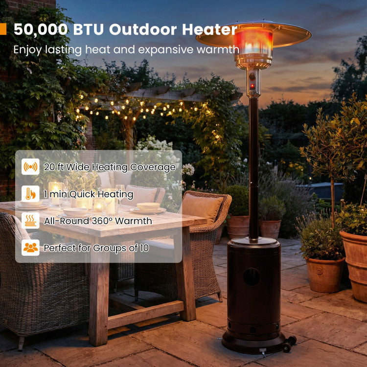 50,000 BTU Patio Propane Gas Heater with Stainless Steel Burner