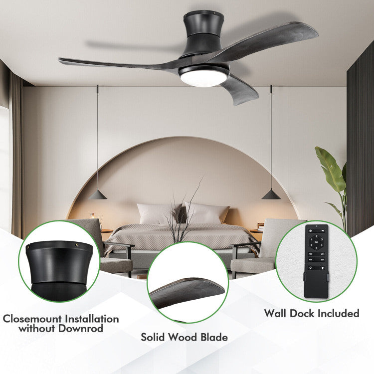 52 Inch Flush Mount Ceiling Fan with LED Light