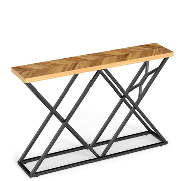 55 Inch Console Table with Solid Metal Frame and Storage
