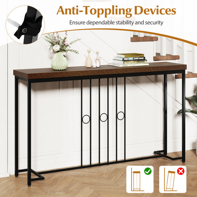 55" Industrial Console Table with H-Shaped Base