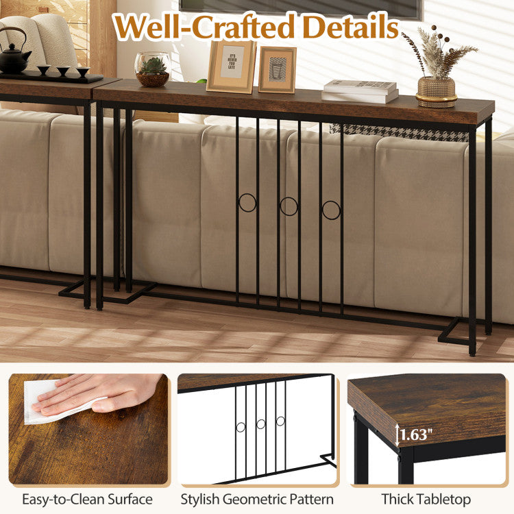 55" Industrial Console Table with H-Shaped Base