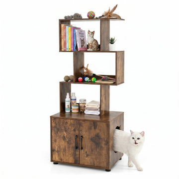56 Inch Tall Cat Litter Box Enclosure with Storage