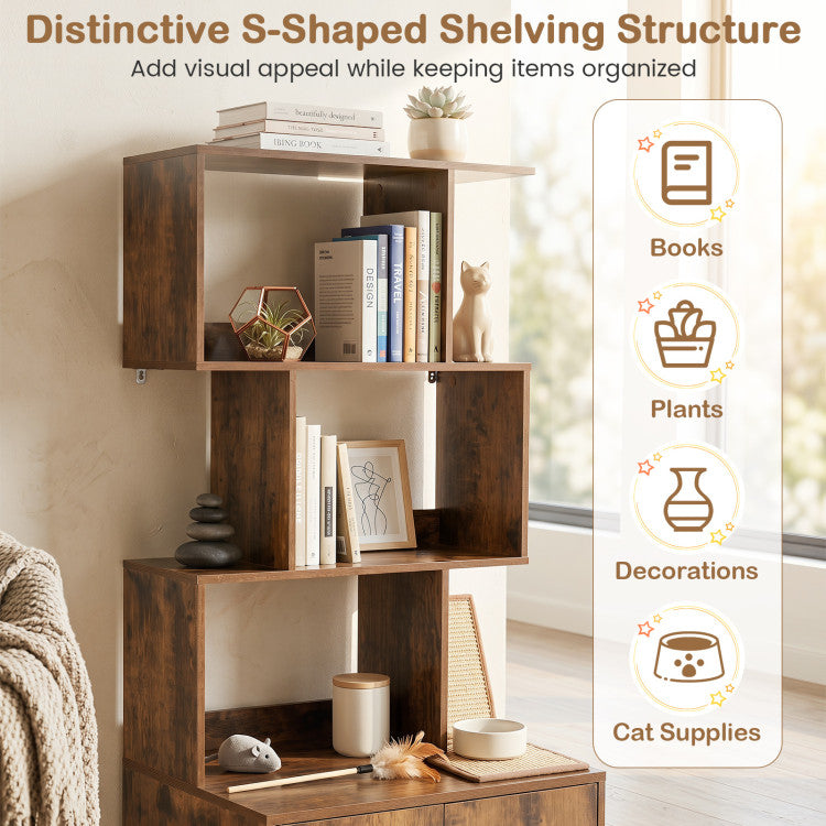 56 Inch Tall Cat Litter Box Enclosure with Storage