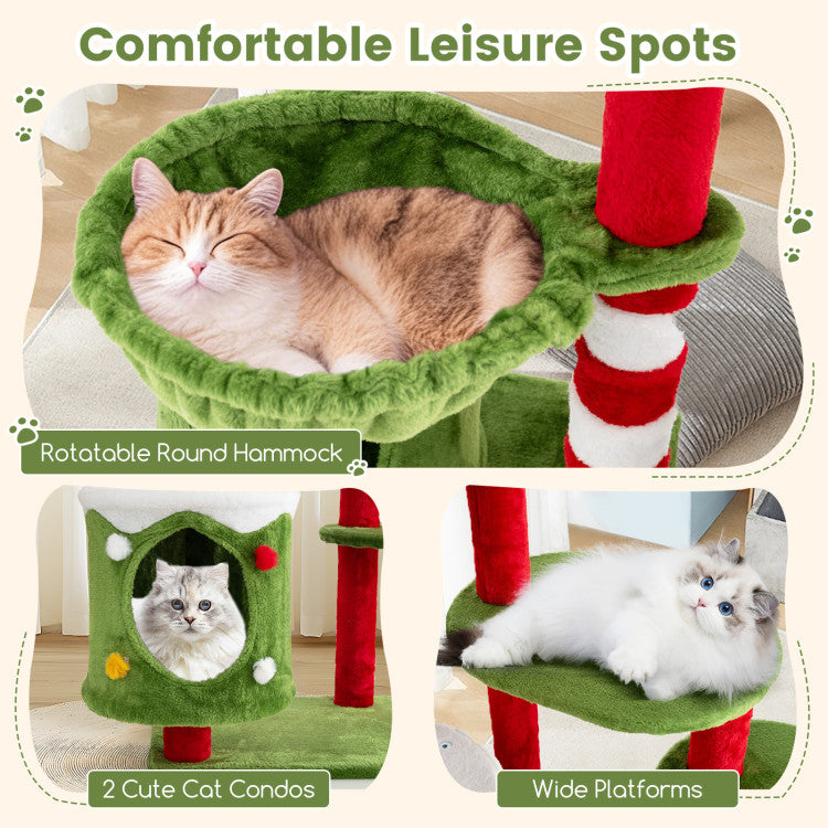 58 Inch Tall Cat Tree Tower Multi-level Pet Climbing and Jumping Tower Furniture with Condos