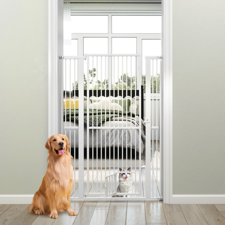 59” Extra Tall Pet Gate Heavy-Duty Metal Cat Gate with Wide Opening
