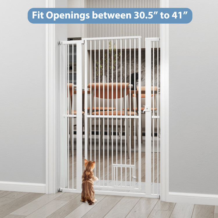 59” Extra Tall Pet Gate Heavy-Duty Metal Cat Gate with Wide Opening