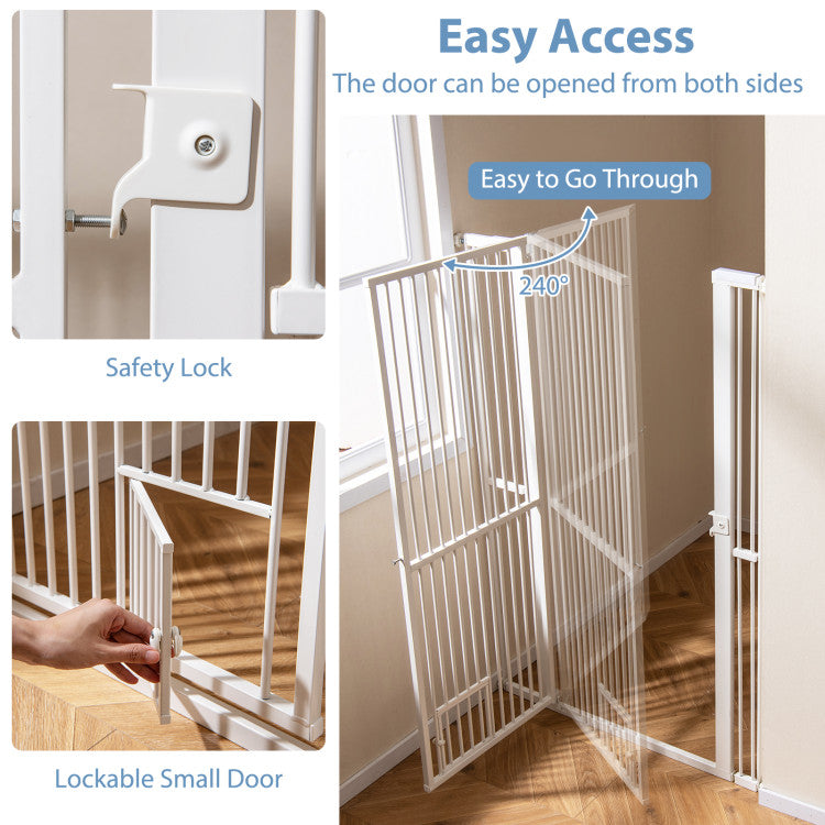 59” Extra Tall Pet Gate Heavy-Duty Metal Cat Gate with Wide Opening