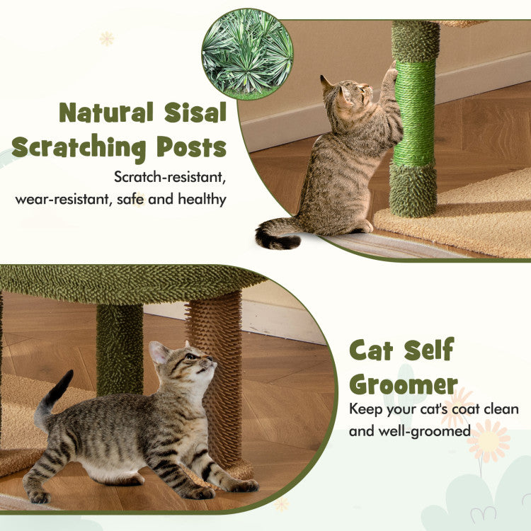 59 Inch Multilevel Cactus Kitty Activity Center with Scratching Posts Toy