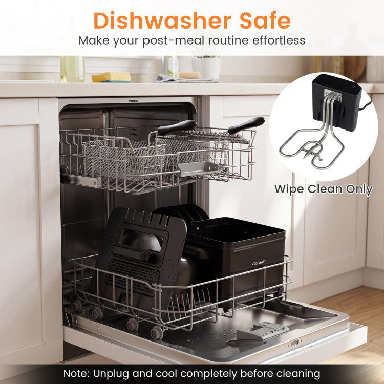 5.3-Qt Electric Deep Fryer with 3 Baskets 1700W LED Touch Screen and 6 Presets