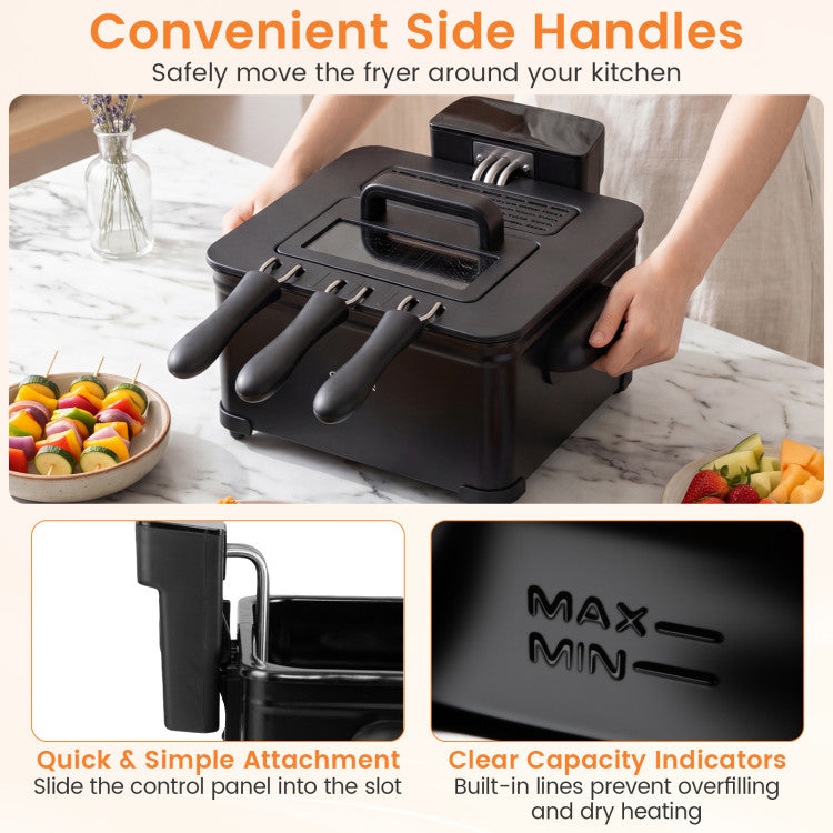 5.3-Qt Electric Deep Fryer with 3 Baskets 1700W LED Touch Screen and 6 Presets