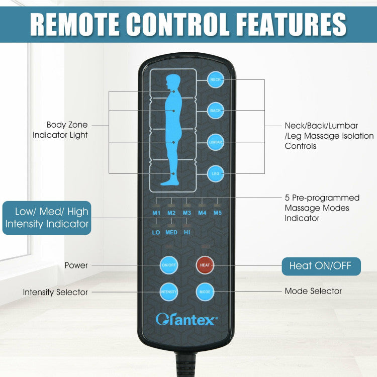 Foldable Massage Mat with Heat and 10 Vibration Motors