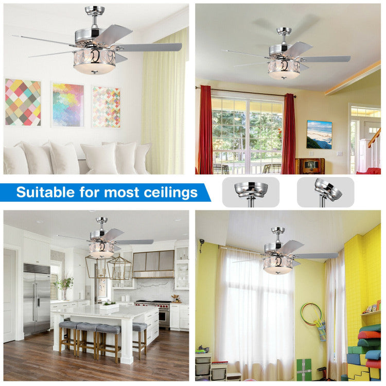 52 Inch Ceiling Fan with Light Reversible Blade and Adjustable Speed