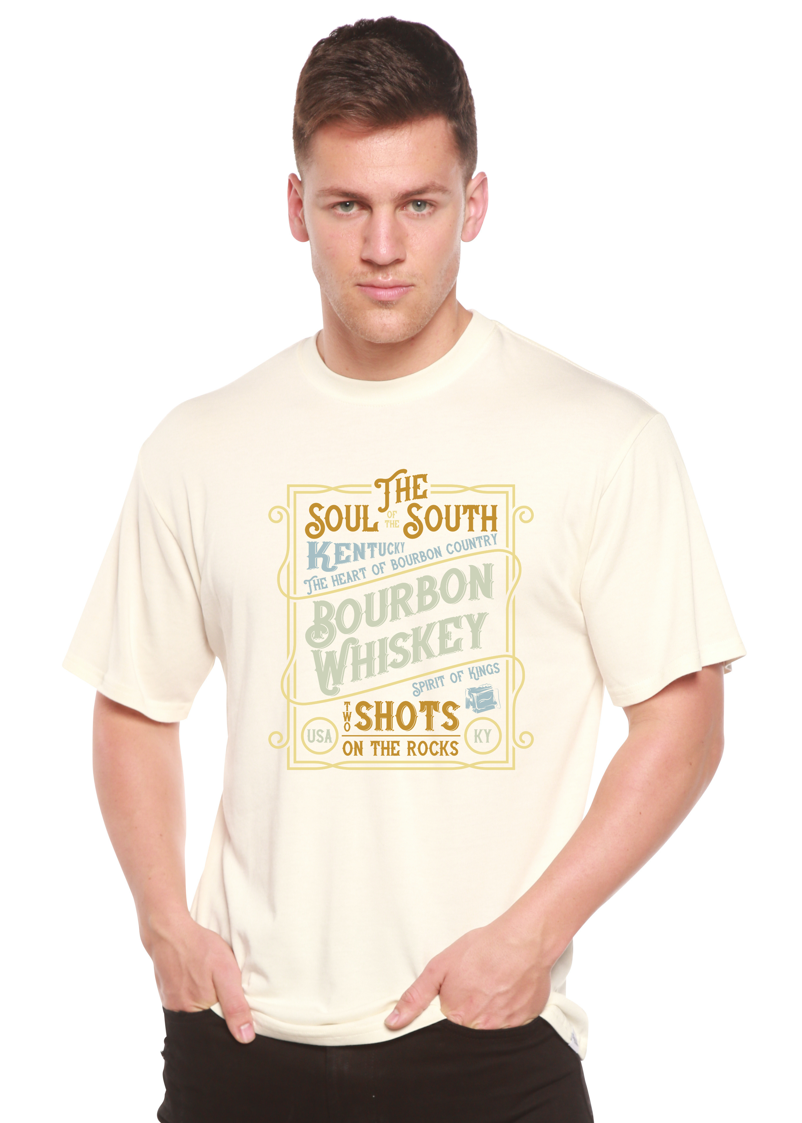 Bourbon Whiskey Men's Bamboo Viscose/Organic Cotton Short Sleeve Graphic T-Shirt