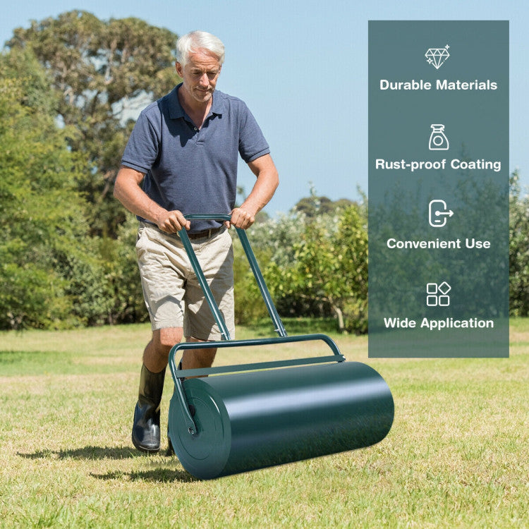 24 x 13 Inch Heavy-Duty Tow Lawn Roller Water Filled Metal Push Roller