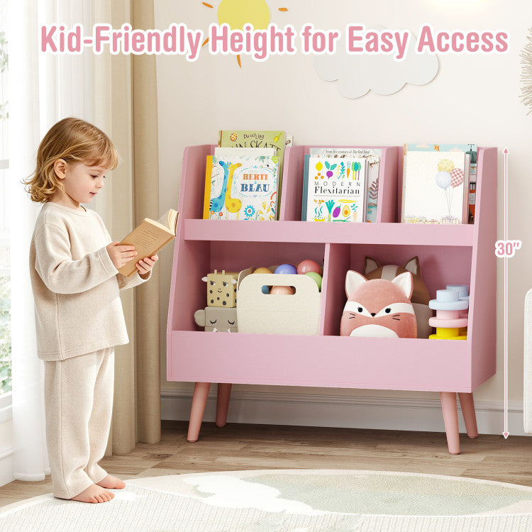 5-Cube Kids Bookshelf and Toy Organizer with Anti-Tipping Kits