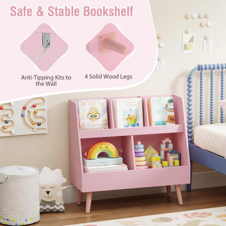 5-Cube Kids Bookshelf and Toy Organizer with Anti-Tipping Kits